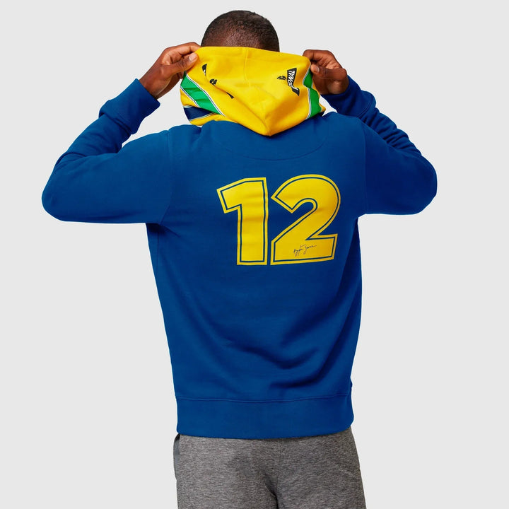 Buzo con Capucha Ayrton Senna a Rayas - Racing Fans