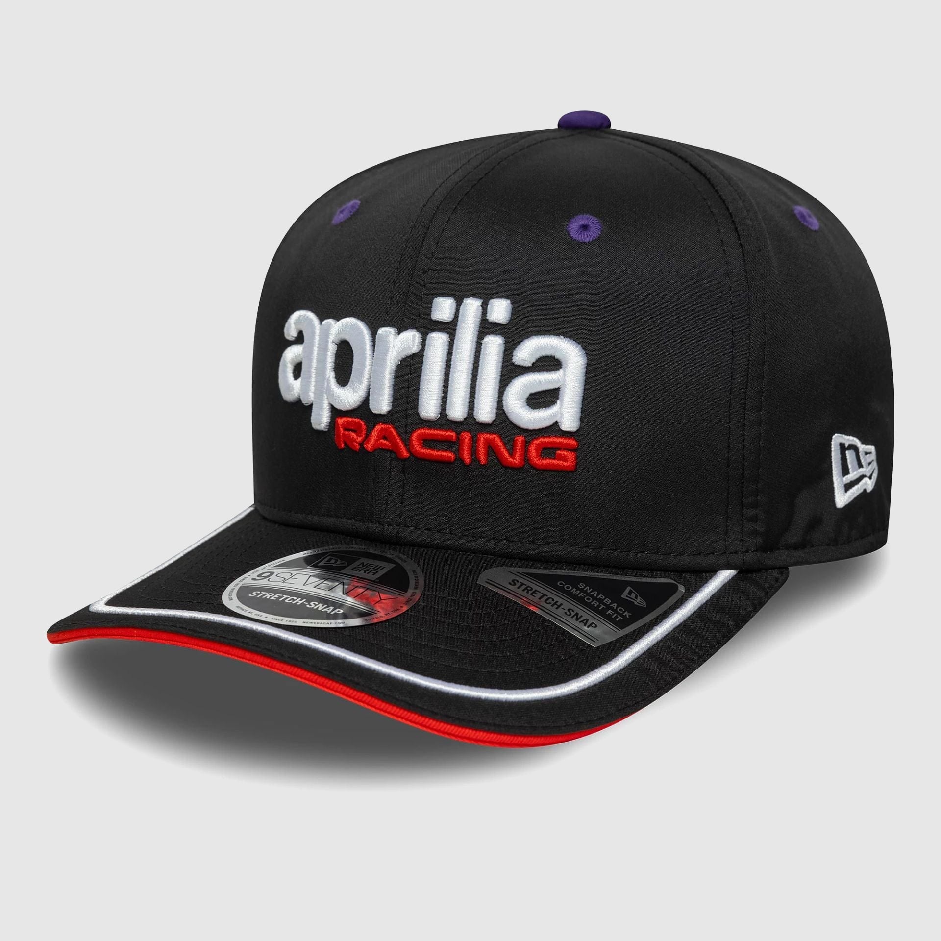 Gorra Aprilia Racing Team 9SEVENTY Stretch Snap Negra - Racing Fans